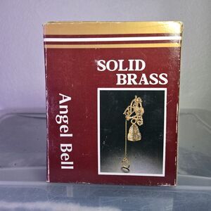 Vintage Solid Brass Angel Bell Wall Mount Door Chime Christmas Nativity NIB